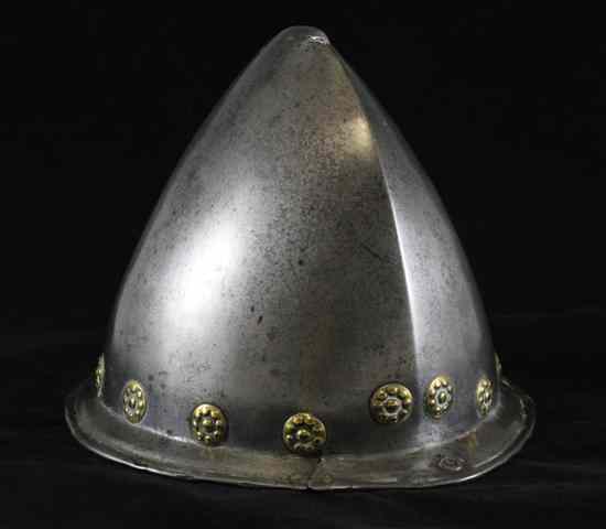 Appraisal: An Italian steel helmet 'cabaset' raised from a single plate