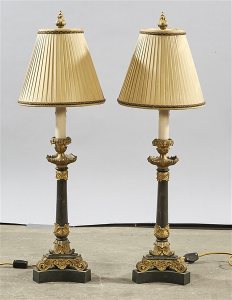 Appraisal: Pair of vintage lamps of Classical column-form design x overall