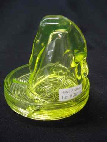 Appraisal: Vaseline Glass ''Bottom's Up'' Tumbler anddish figural nude lady ''