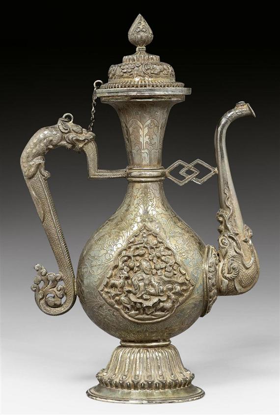 Appraisal: A CLASSICAL SILVER ALTAR EWER Tibet height cm