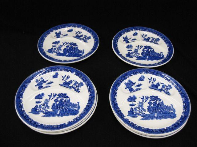 Appraisal: Set of Blue Willow Porcelain Divided Plates by John Maddox