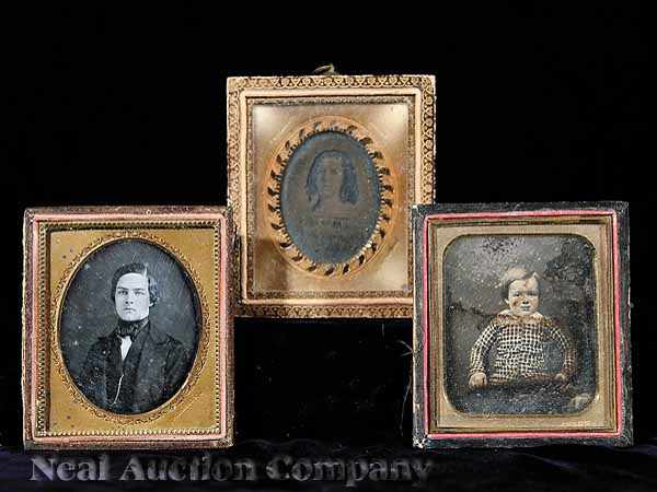 Appraisal: Cased Images a group of three-quarter plate daguerreotypes consisting of