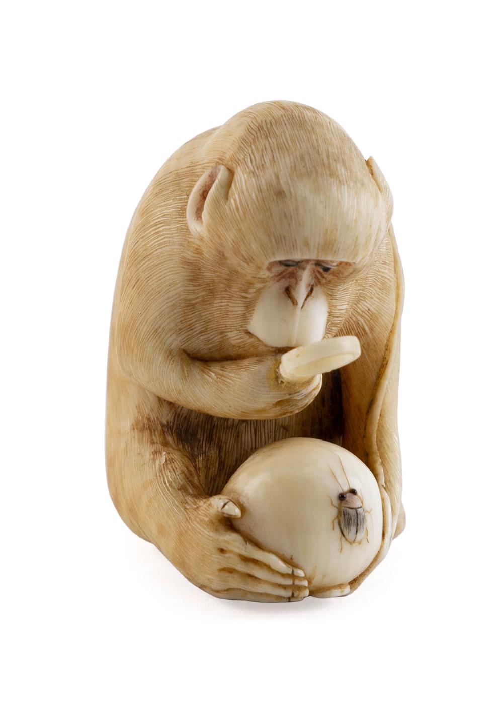 Appraisal: JAPANESE OSAKA SCHOOL CARVED IVORY NETSUKE BY MASATAMI CIRCA HEIGHT