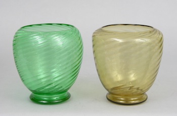 Appraisal: Two Vintage Steuben Glass Vases Two similar vintage Steuben glass