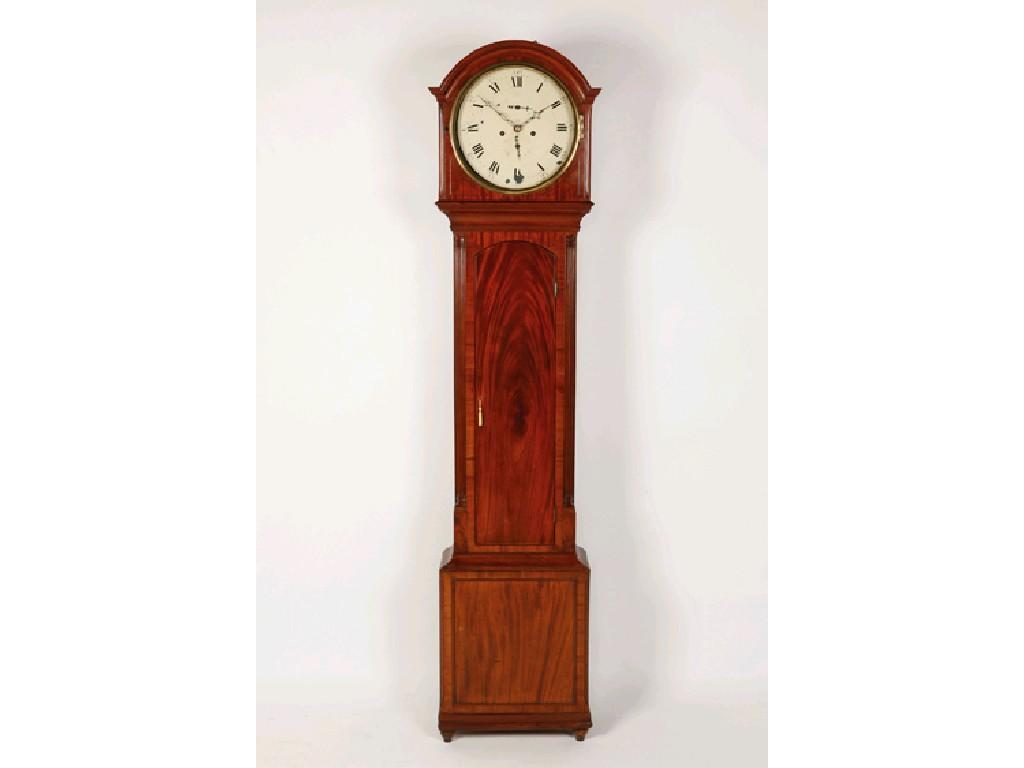 Appraisal: A GEORGE III MAHOGANY LONGCASE CLOCK the circular white enamel