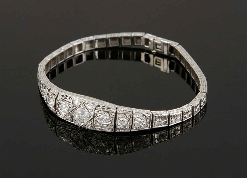 Appraisal: - Early th C Platinum and Diamond Bracelet Ladies' platinum