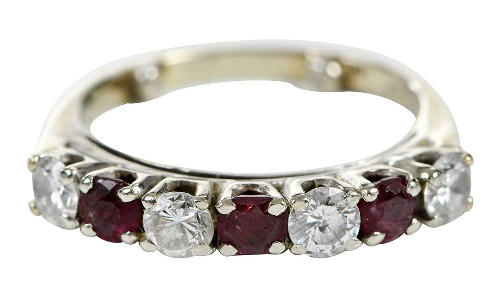 Appraisal: kt Diamond and Ruby Ring four round brilliant diamonds estimated