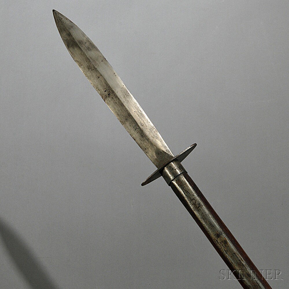 Appraisal: Confederate Georgia-style Pike c wooden haft with iron double-edged blade