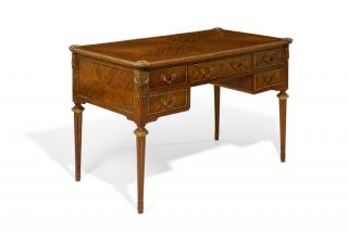 Appraisal: A LOUIS XVI STYLE KINGWOOD PARQUETRY AND ORMOLU MOUNTED BUREAU