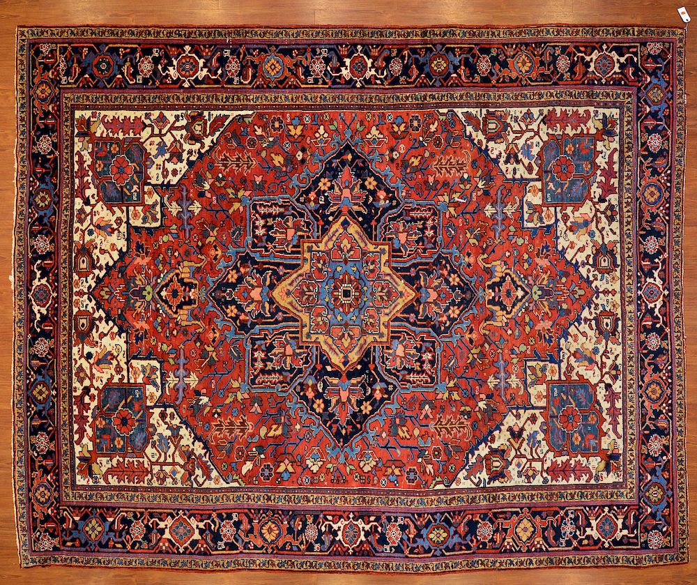 Appraisal: Semi-Antique Heriz Rug Persia x second quartrer- th century hand