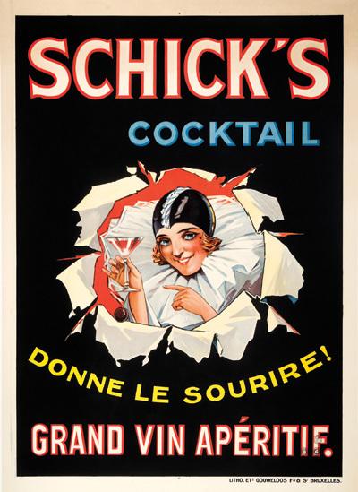 Appraisal: ANONYMOUS SCHICK S COCKTAIL lithograph in colours c printed by