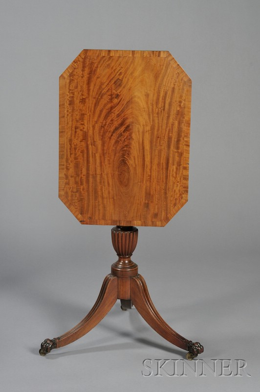 Appraisal: Federal Mahogany Carved and Mahogany Veneer Tilt-top Stand New York