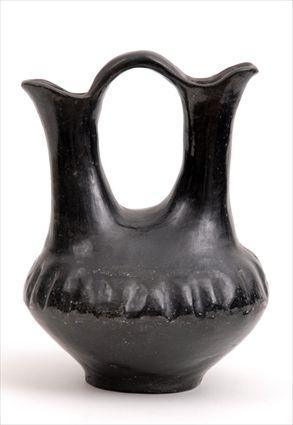 Appraisal: SANTA CLARA BLACKWARE WEDDING VASE in in diam