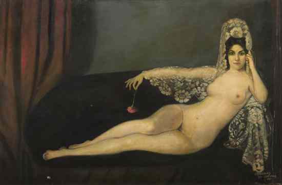 Appraisal: After Ignacio Zuloaga y Zabaleta Spanish - Odalisque oil on