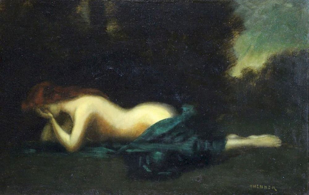 Appraisal: HENNER Jean Jacques Oil on Canvas Reclining Nude Signed lower