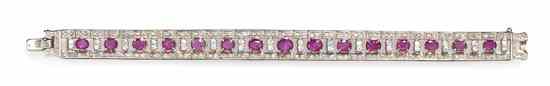 Appraisal: A Karat White Gold Ruby and Diamond Bracelet containing oval