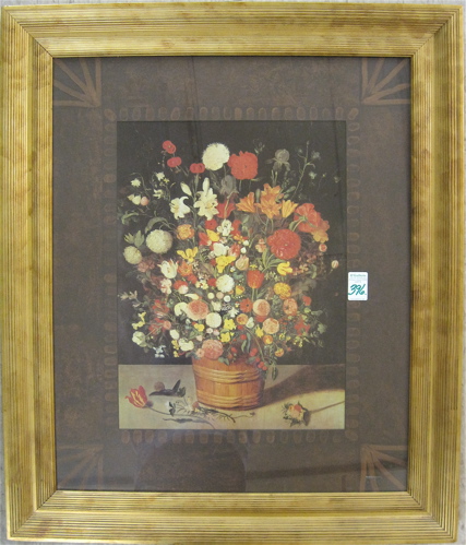 Appraisal: COLOR LITHOGRAPHIC PRINT STILL LIFE with flowers by having custom