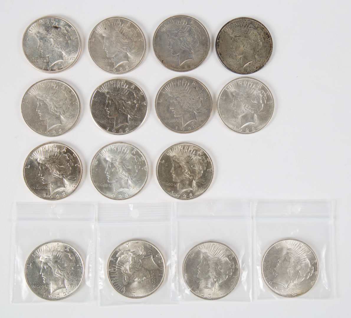 Appraisal: USA Peace Dollars - Fifteen Peace dollars - mostly Grades