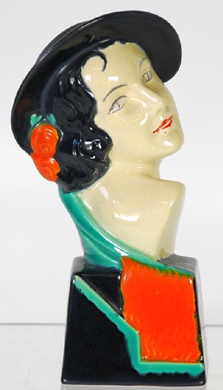 Appraisal: 's CZECHOSLOVAKIAN POTTERY ART DECO BUST OF A FEMALE wearing