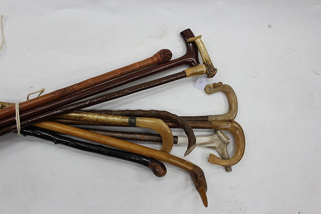 Appraisal: A GROUP OF EARLY TH CENTURY WALKING STICKS to include