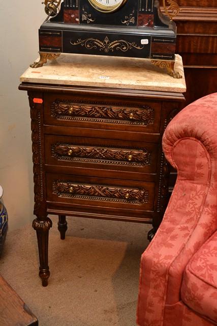 Appraisal: PAIR OF LOUIS XV STYLE BEDSIDE CABINETS EACH WITH THREE