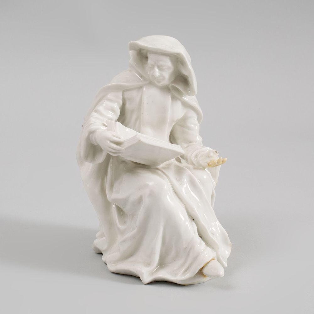 Appraisal: Bow White Glazed Porcelain Figure of a Nun Reading Unmarked