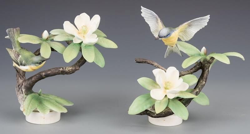 Appraisal: Pair Dorothy Doughty Parula Warblers Pair Royal Worcester porcelain birds