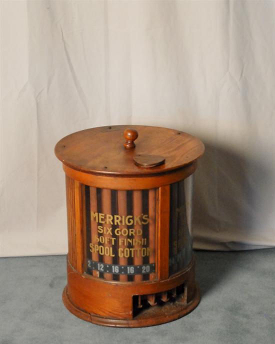 Appraisal: A th C Merrick's Oak Spool Display Cabinet cylindrical with