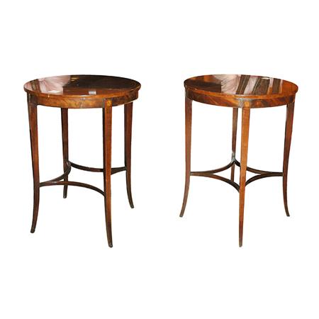 Appraisal: Pair of George III Style Inlaid Mahogany Side Tables Estimate