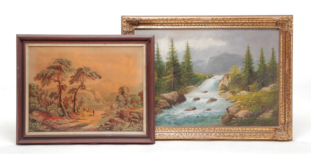 Appraisal: TWO AMERICAN FRAMED PIECES Second half th century Mountain stream