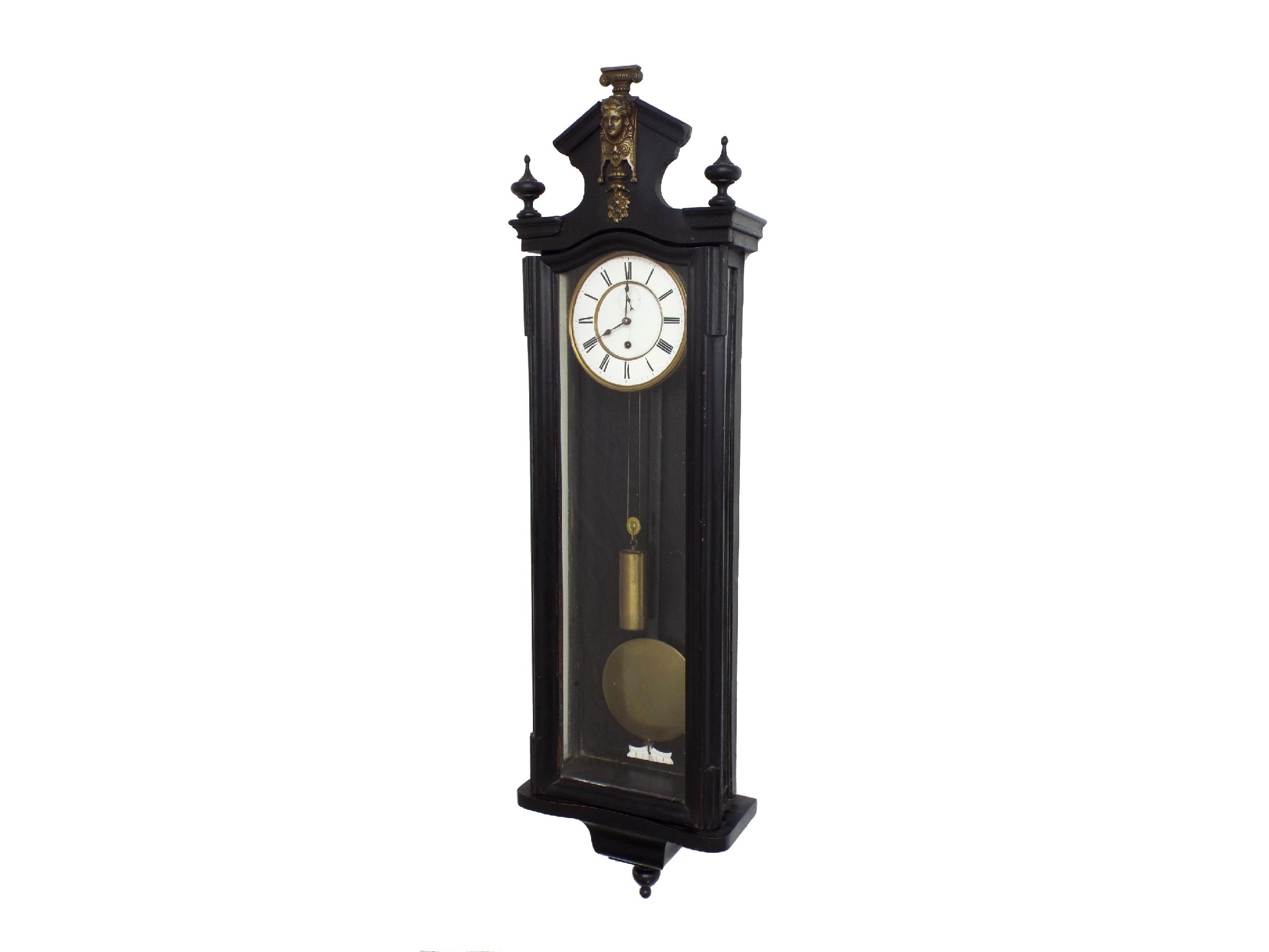 Appraisal: Ebonised single weight Vienna regulator wall clock the dial with