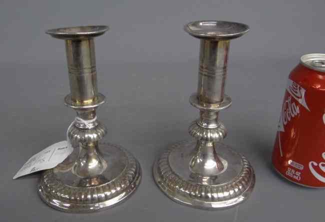 Appraisal: Pair th c push up candlesticks '' Ht