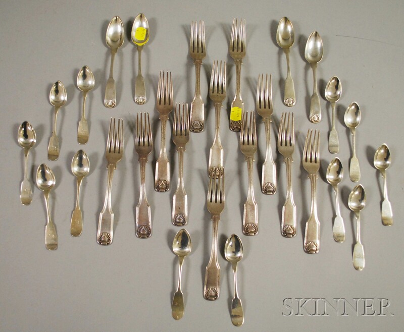 Appraisal: Group of Coin Silver Flatware twelve Andrew E Warner forks