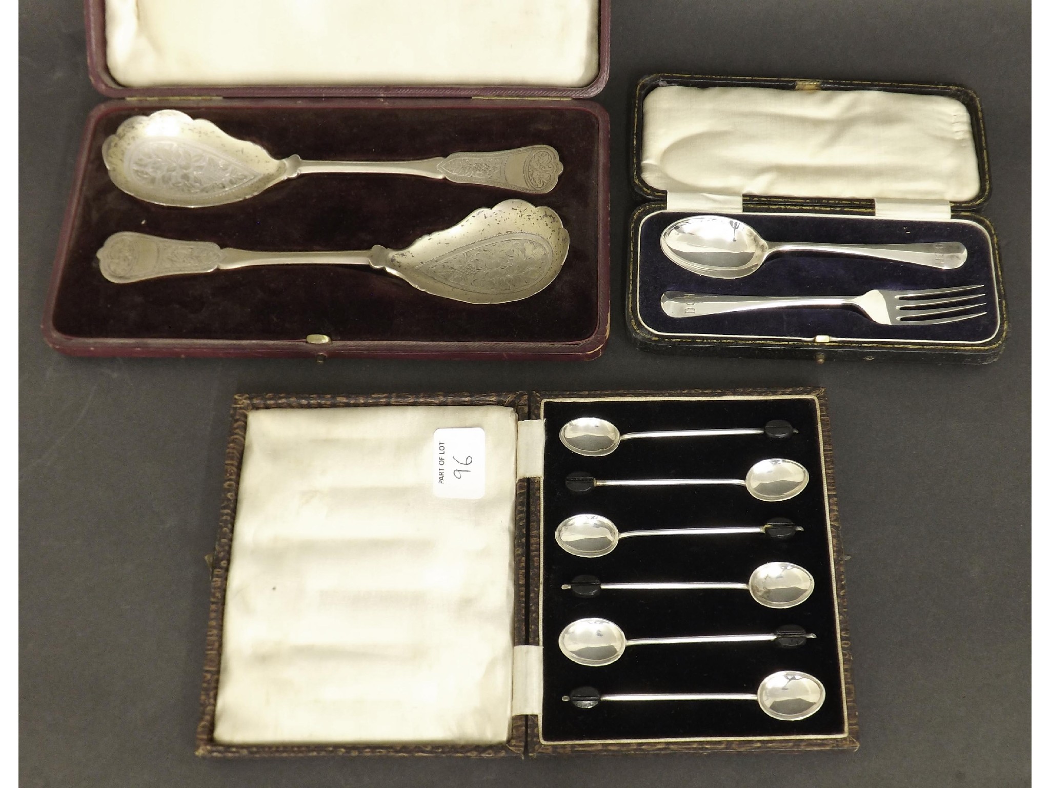 Appraisal: Cased pair of presentation spoons engraved with fruits and berries