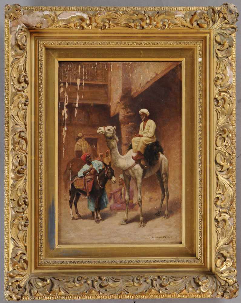 Appraisal: MANNER OF ALOYSIUS O'KELLY ARABIAN COURTYARD CAIRO Oil on wood