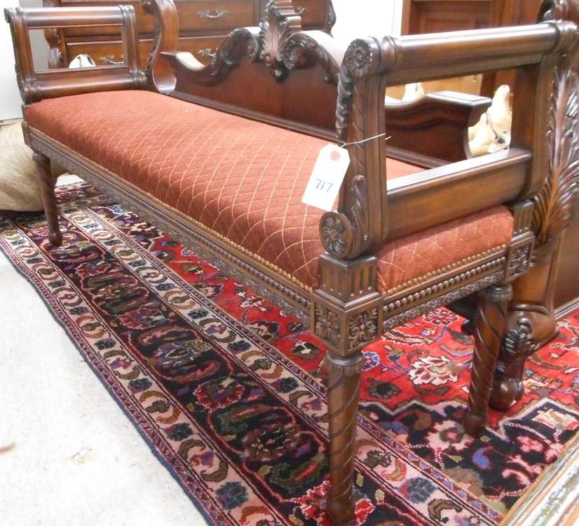 Appraisal: NEOCLASSICAL STYLE MAHOGANY WINDOW BENCH having a long upholstered cushion