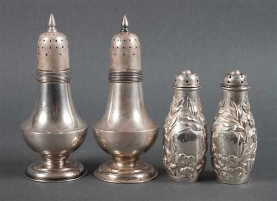 Appraisal: Two pairs of American sterling silver salt and pepper shakers