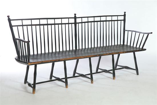 Appraisal: WINDSOR BENCH American mid th century pine Birdcage crest and