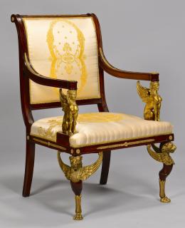 Appraisal: French Empire Armchair with Bronze Mounts French Empire or Napoleon