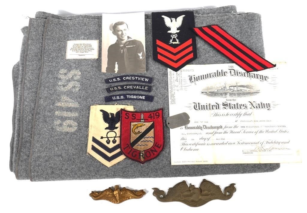 Appraisal: Personal items from sailor John D Fink Electrician's Mate Second