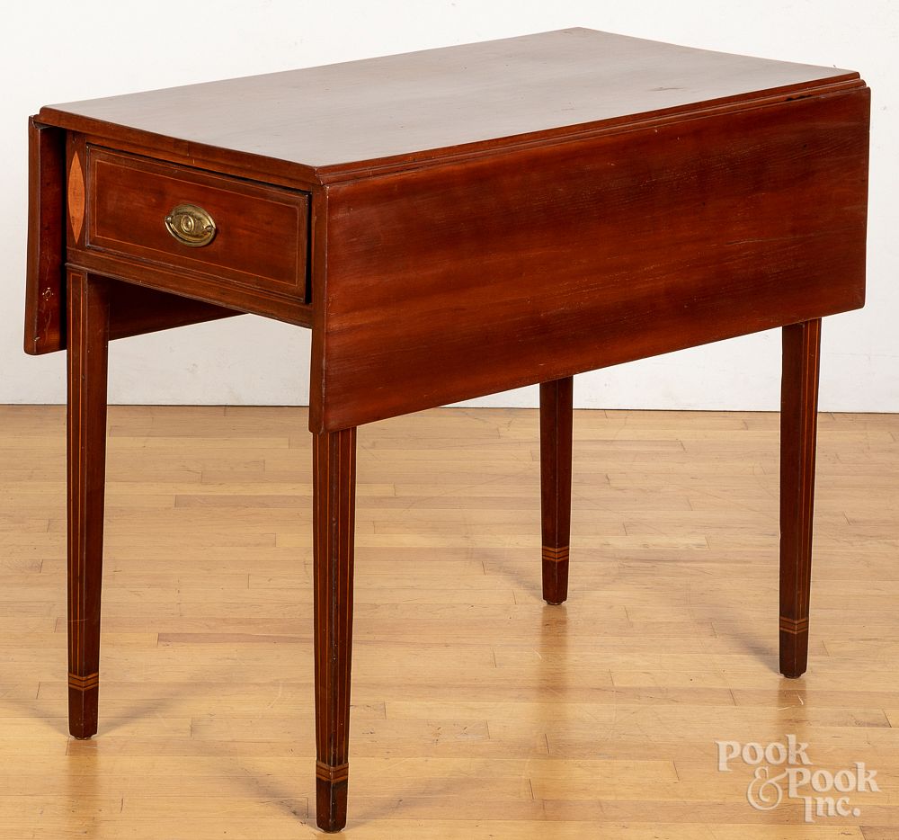 Appraisal: Federal inlaid cherry Pembroke table ca Federal inlaid cherry Pembroke