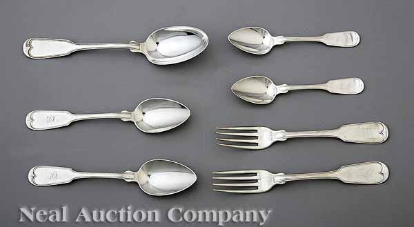 Appraisal: A Group of New Orleans Coin Silver Fiddlethread Flatware ret