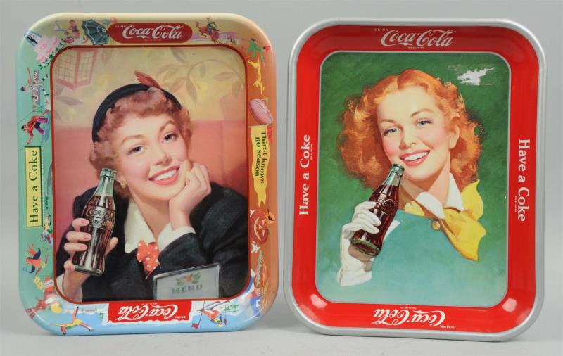 Appraisal: Lot Of 's Coca-Cola Advertising Trays The menu girl is