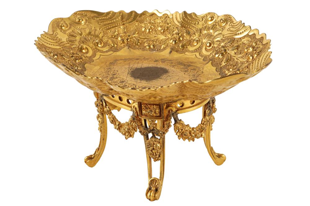 Appraisal: REPOUSSE GILT METAL COMPOTECondition with loss to gilding and scratches