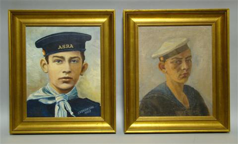 Appraisal: DANISH SCHOOL TWO PORTRAITS OF SAILORS Oil on canvas each