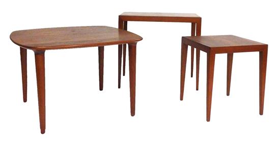 Appraisal: Three Mid-Century Scandinavian end tables square top with rounded corners