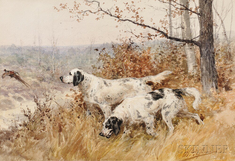 Appraisal: Olivier de Penne French - Hunting Dogs Flushing a Pheasant