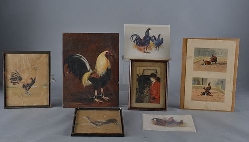 Appraisal: GROUP LOT OF ROOSTER COCK FIGHTINGa group lot of drawings