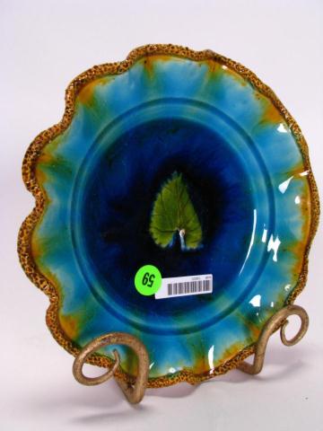 Appraisal: Fluted Edge Artist Signed Donna Aldred Majolica plate with leaf