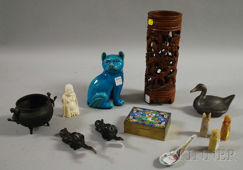 Appraisal: Twelve Assorted Asian Items including three soapstone seals an enameled